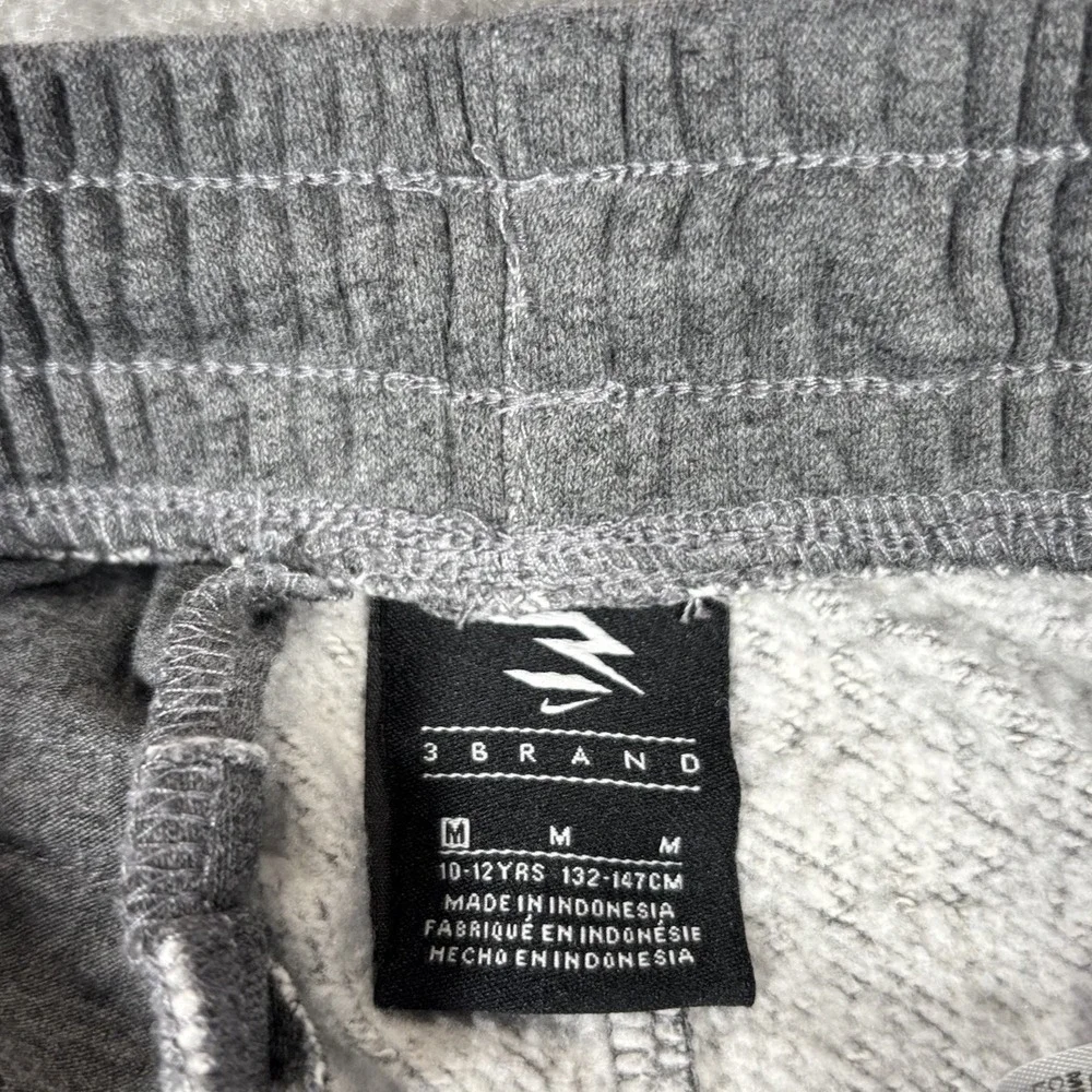 Nike 3Brand Sweatpants Youth Boys M Gray Fleece Cargo Straight Open Hem Baggy